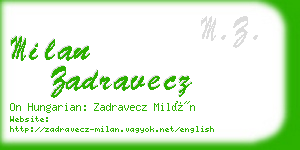 milan zadravecz business card